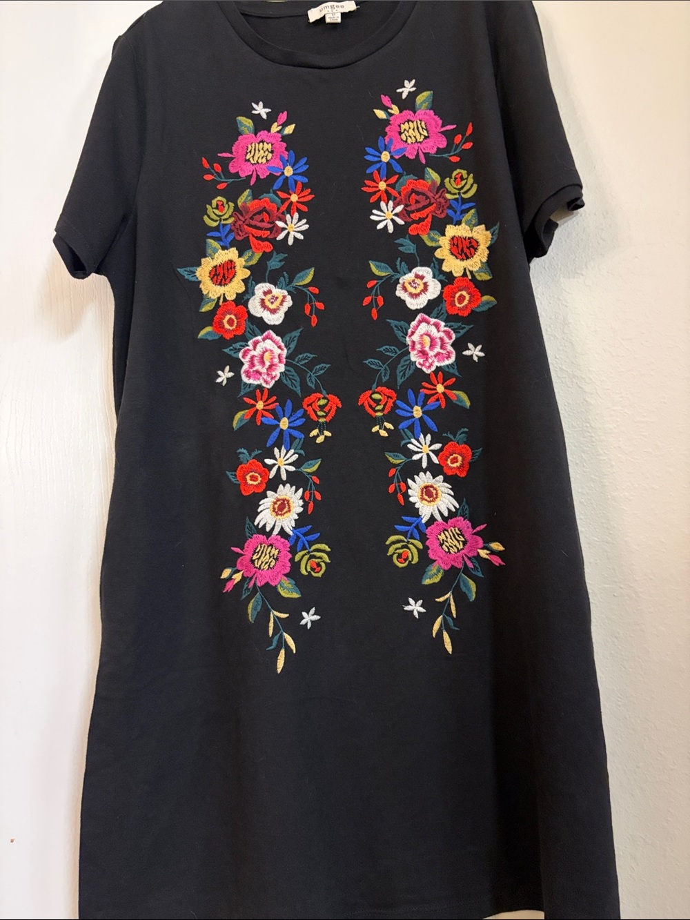 Umgee Black dress with Multicolor Floral Embroidery